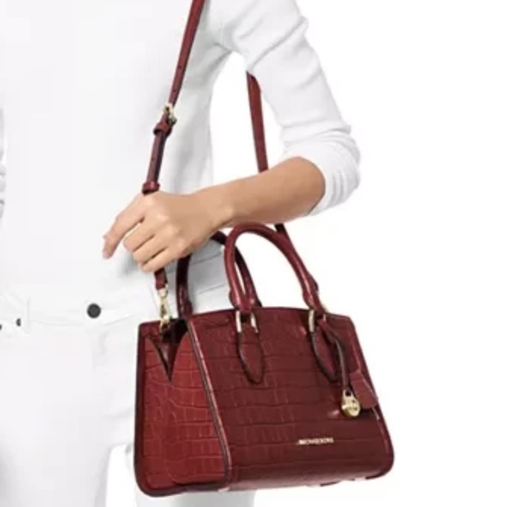 SOLD MICHAEL KORS Zoe Medium Pebbled Leather Satchel new with tags - Picture 13 of 13